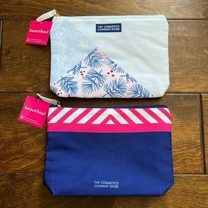 NWT The Cosmetics Company Store Large Zippered Canvas Makeup Beauty Travel Bags